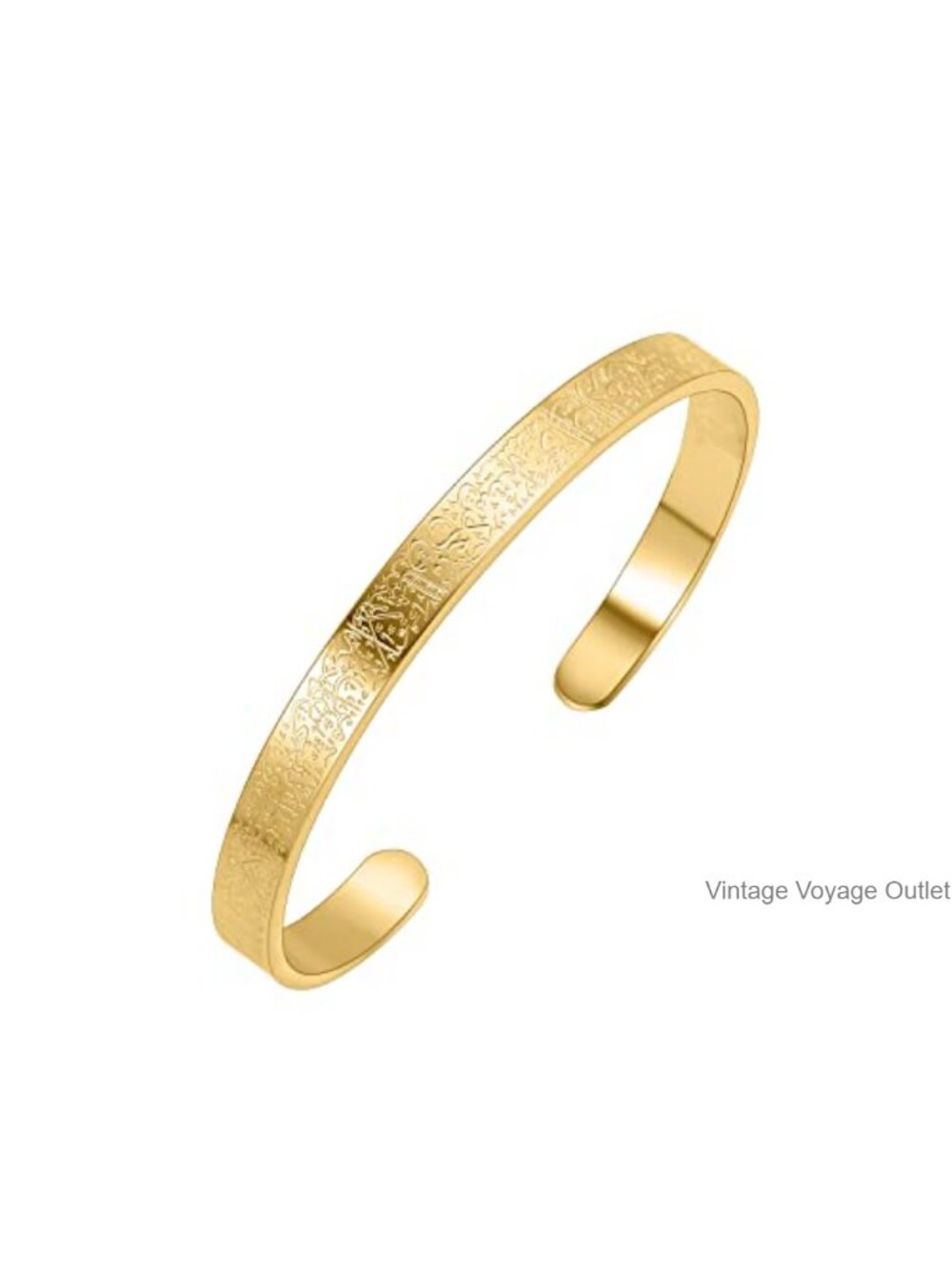 Qitian Islamic Allah Cuff Bracelet 18K Gold Plated Stainless Steel Adjustable